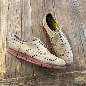 Cole Haan Beige and Burgandy Oxfords